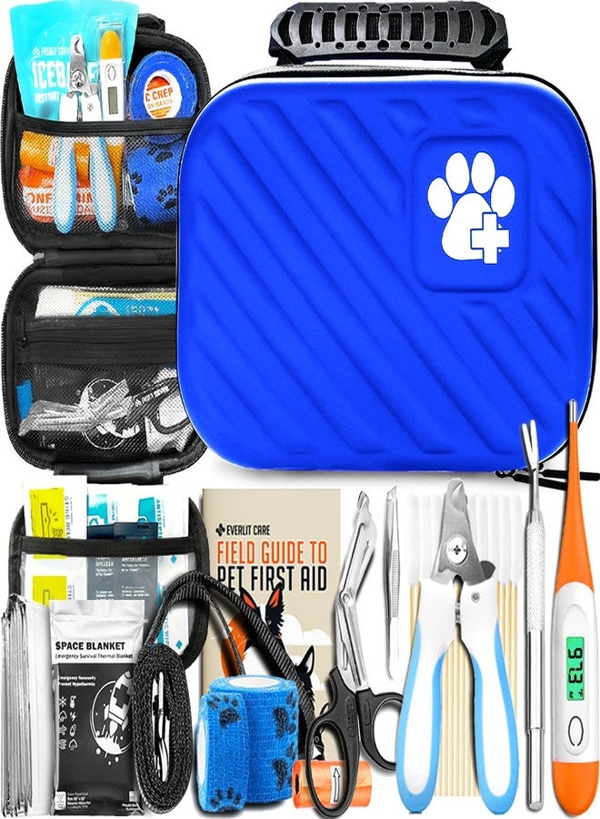 EVERLIT CARE EVERLIT Pet Medic First Aid Kit | Vet-Approved Animal Care Kit with 95 Pcs Medical, Outdoor & Emergency Supplies to Treat Dogs, Cats | Travel-Friendly Compact Bag for Home, Car and Travel (Blue) - Image 1